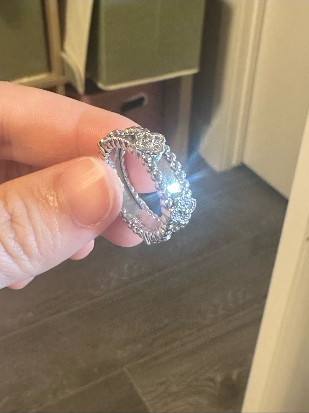 Floral Crystal Stackable Ring - Women Jewelry size 6